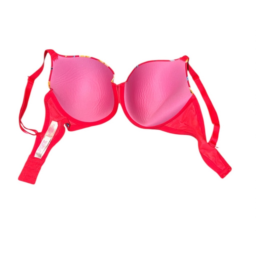 PINK Victoria's Secret Red with Floral accents 
Size-34 DD - Picture 2 of 3